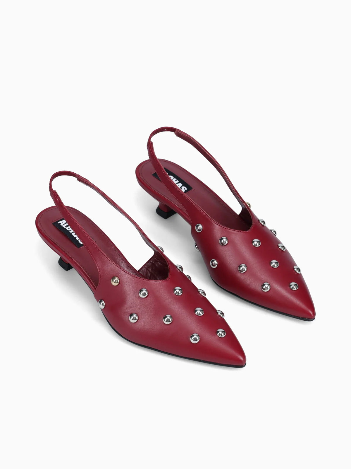 Eros Studs Burgundy Leather Pumps