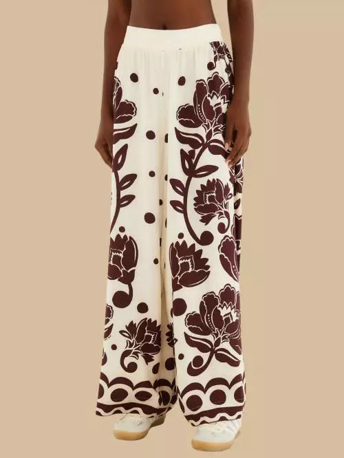 Calca Pantalona Floral Arabesque