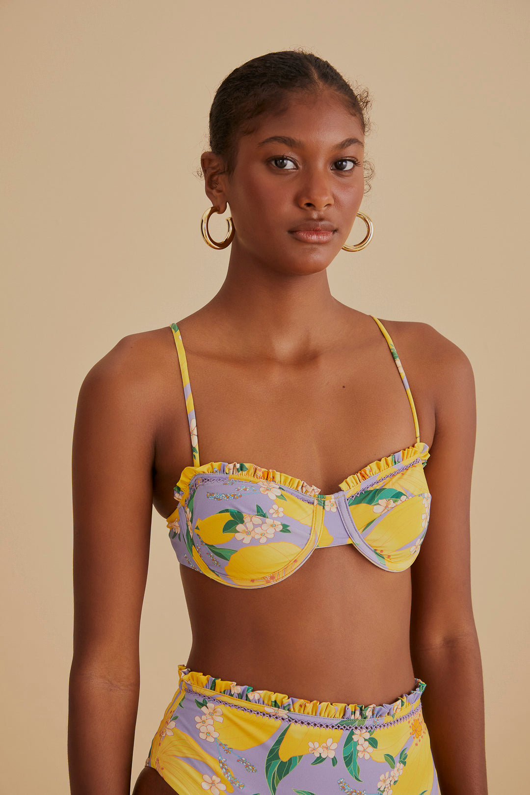 Pietra Floral Lilac Bikini Top