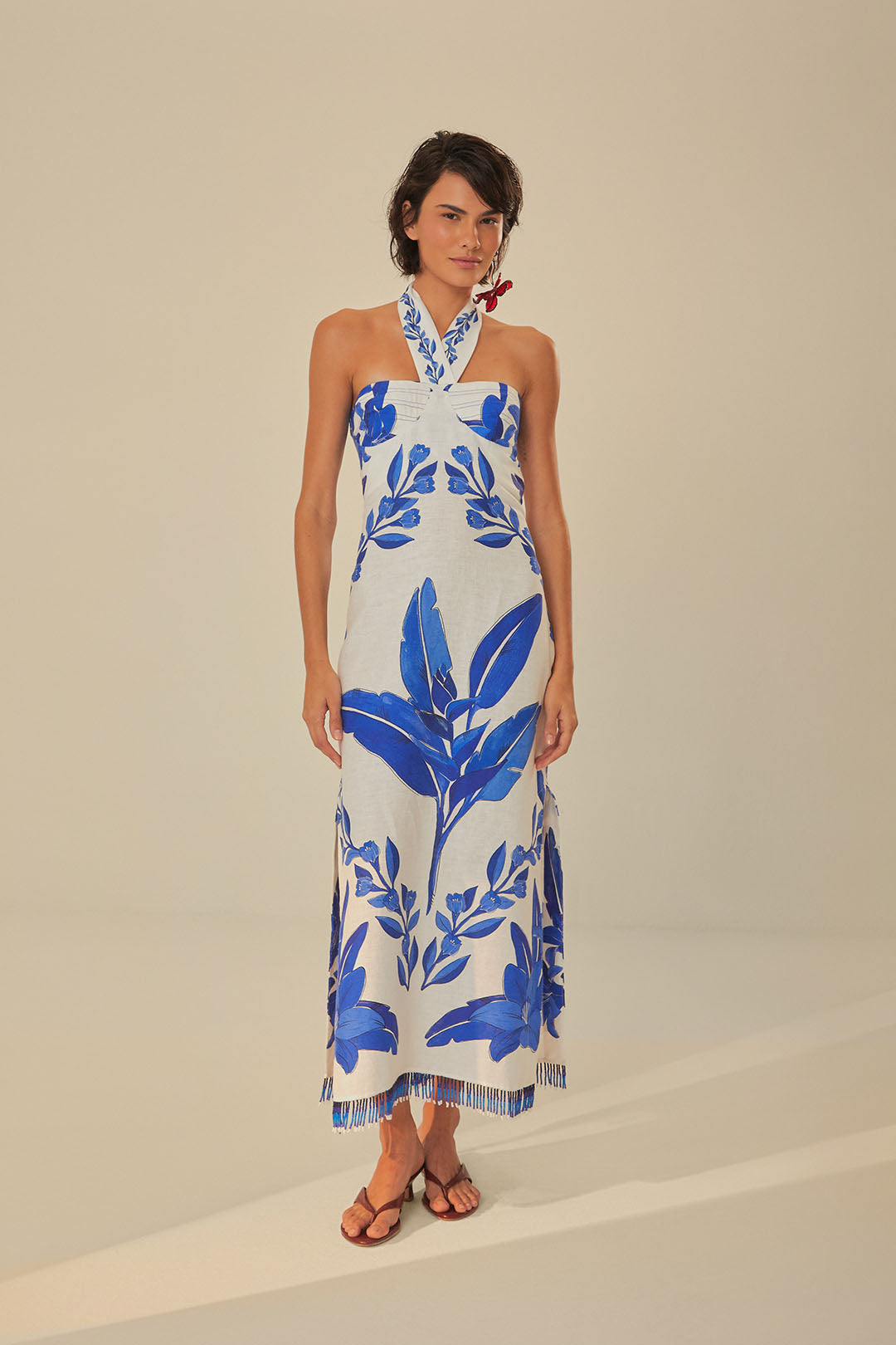 Blue Yard Off-White Sleeveless Maxi Dress