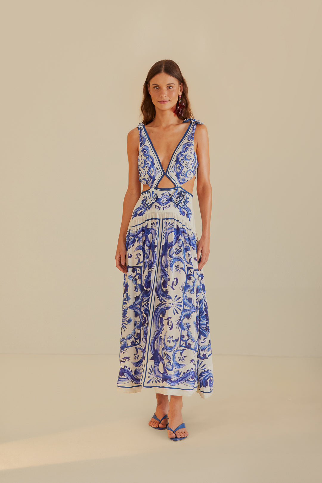 Garden Tiles Off-White Maxi Dress