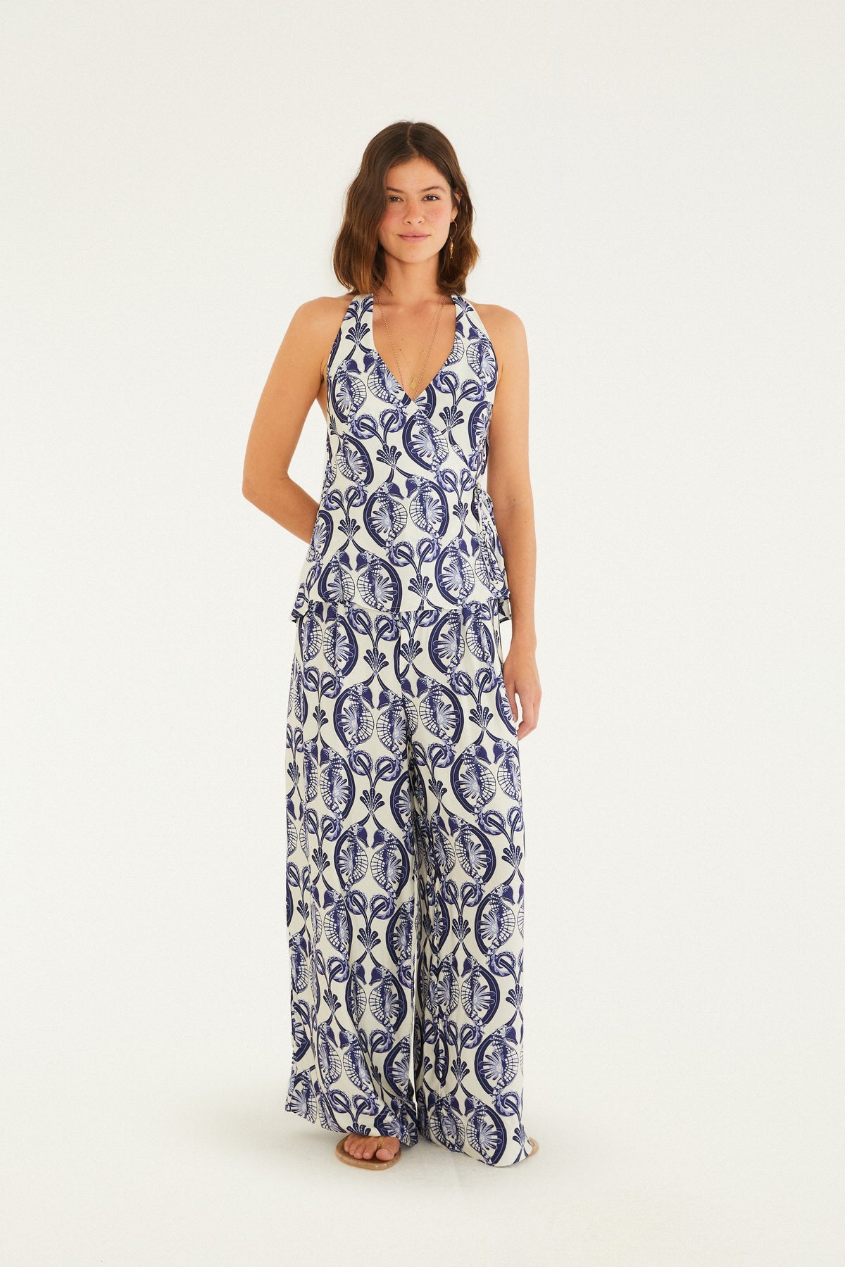 TOP CRUZADO ESTAMPADO CABALLITOS DE MAR