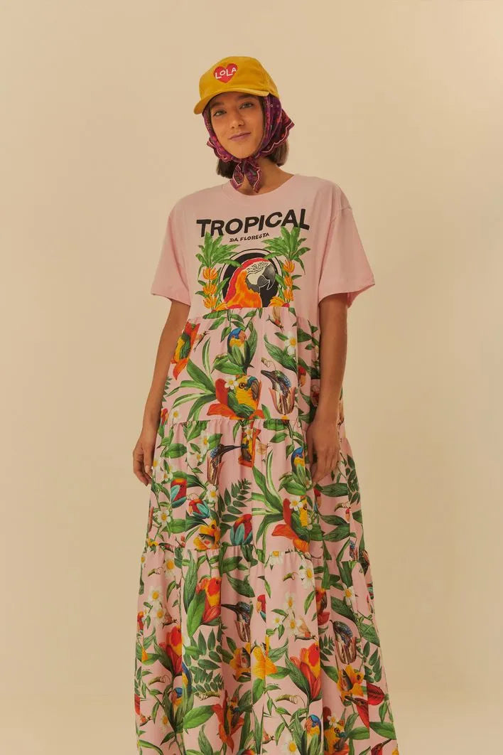 Vestido Cropped Tropical Da Floresta