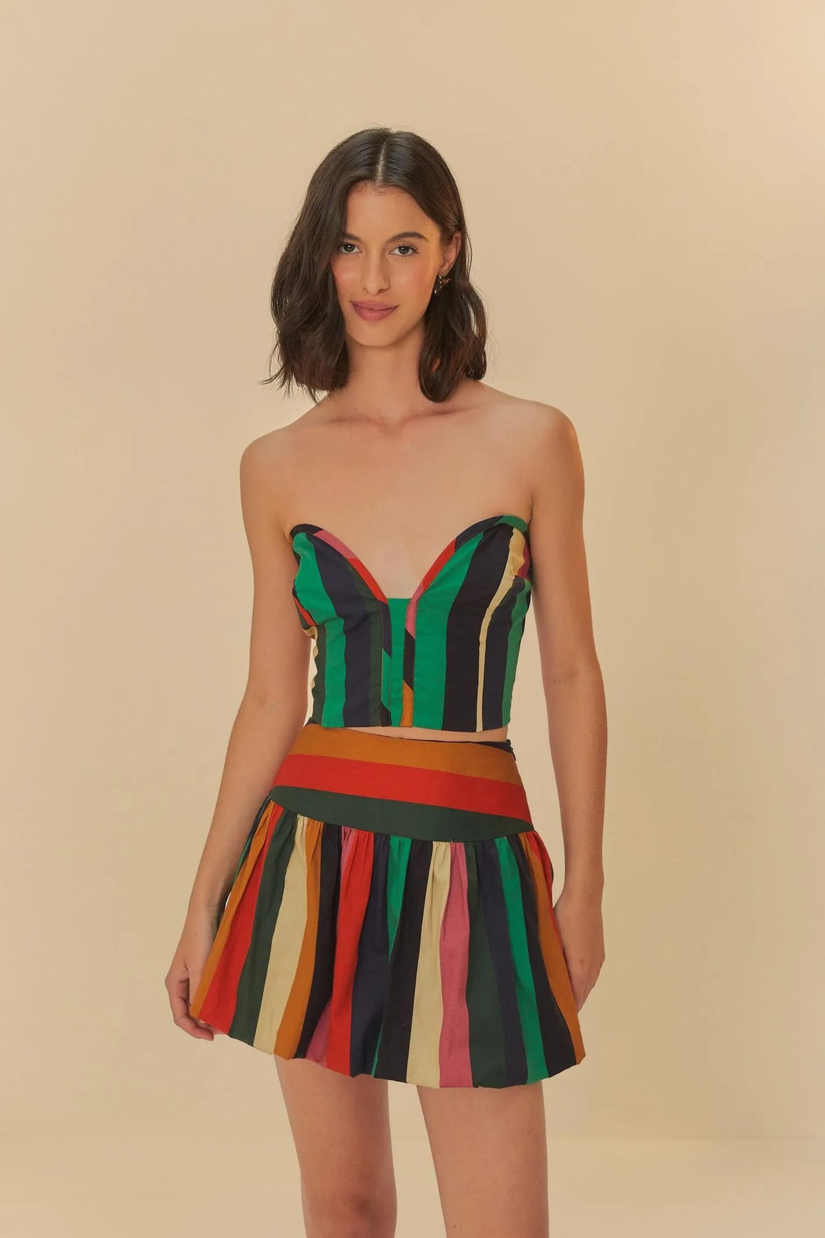 Short Saia Balone Listra Onda de Cor