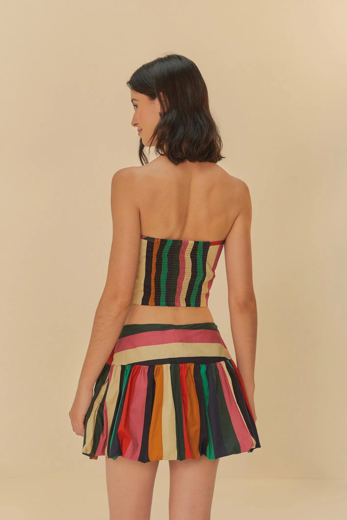 Short Saia Balone Listra Onda de Cor