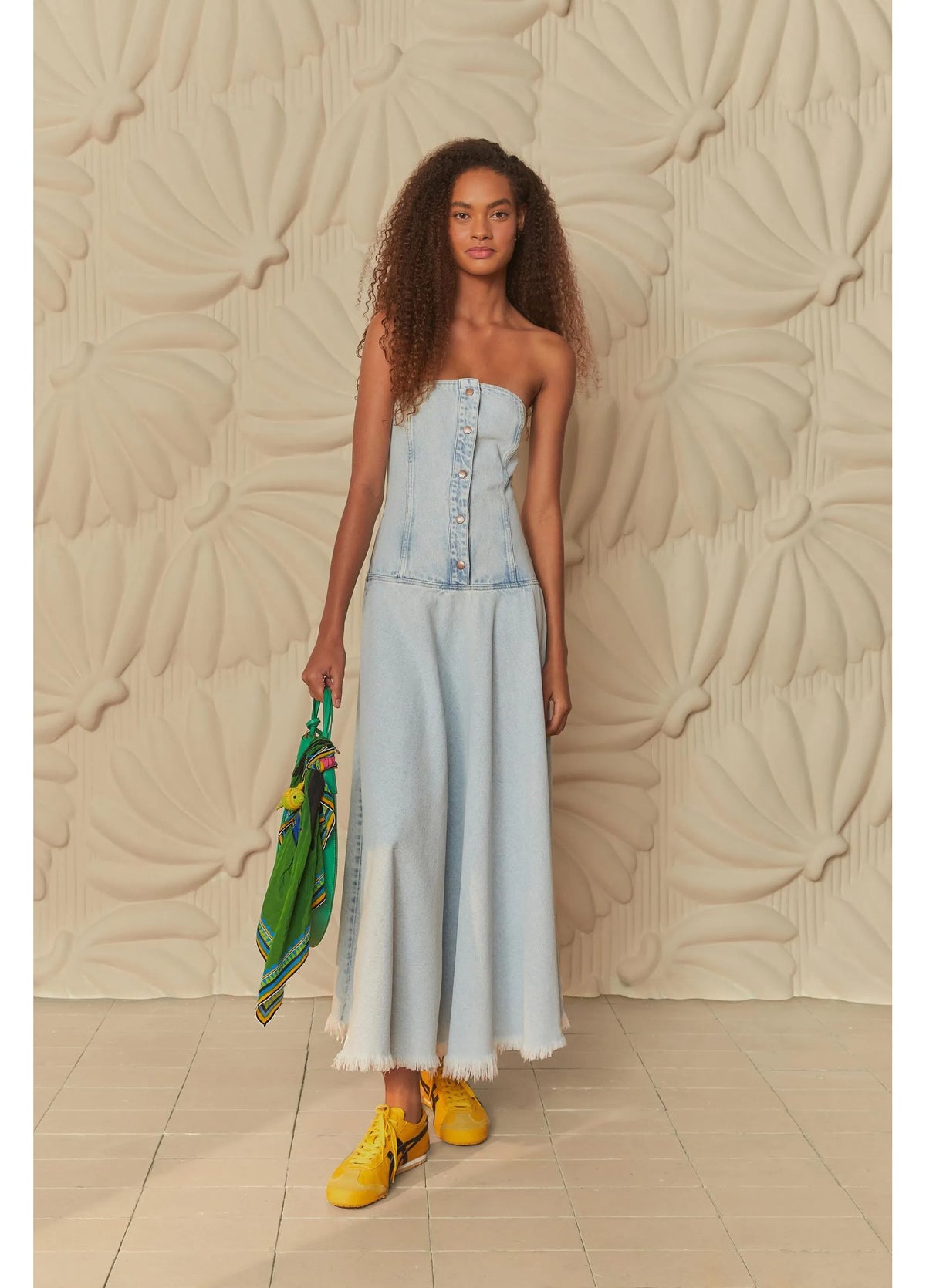 Vestido Jeans Corselet Midi