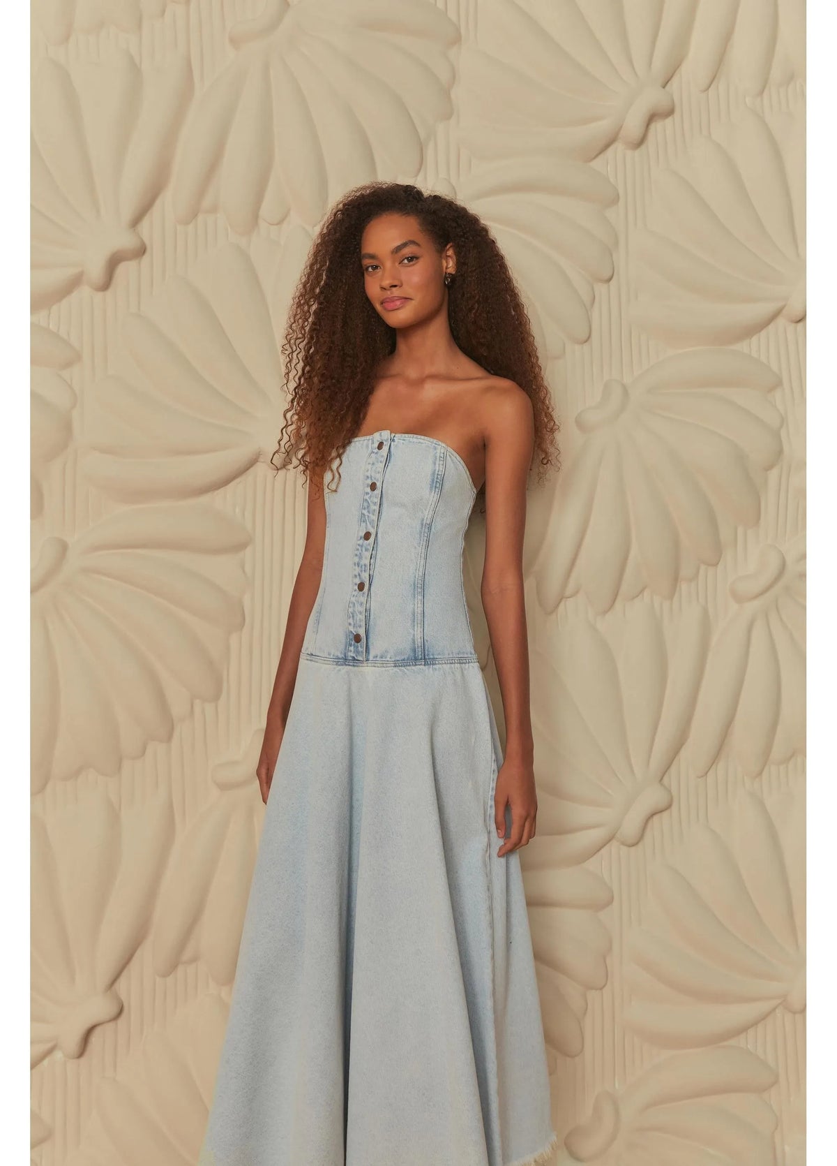 Vestido Jeans Corselet Midi