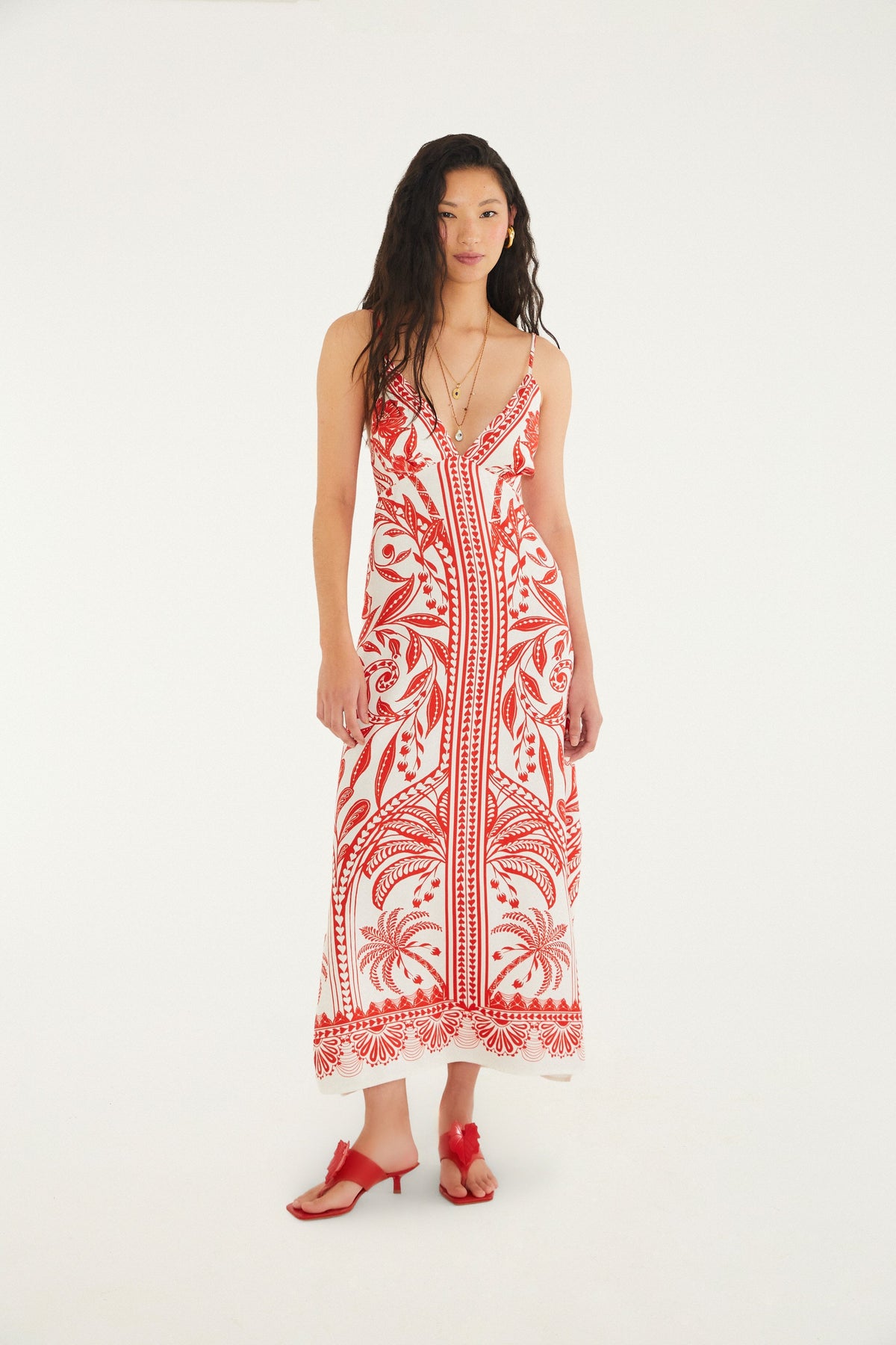 Vestido Midi Estampado Flor de Coco