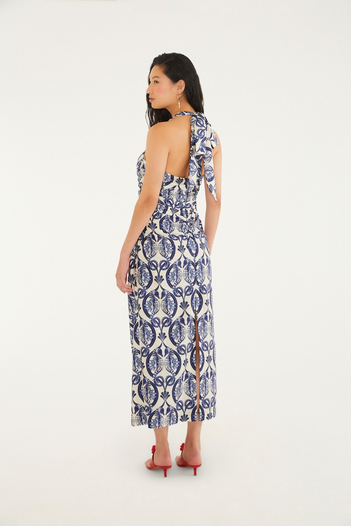 VESTIDO MIDI ESTAMPADO CABALLITOS DE MAR
