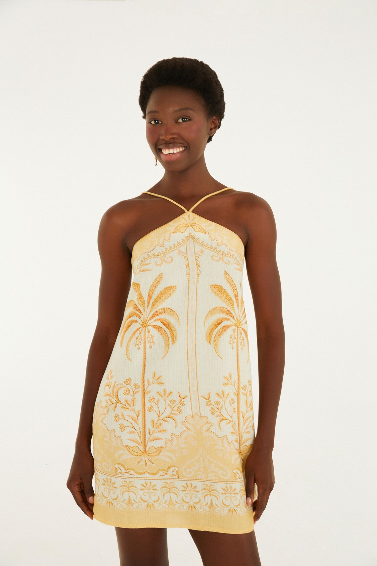 Vestido Midi Estampado Paisaje Tropical