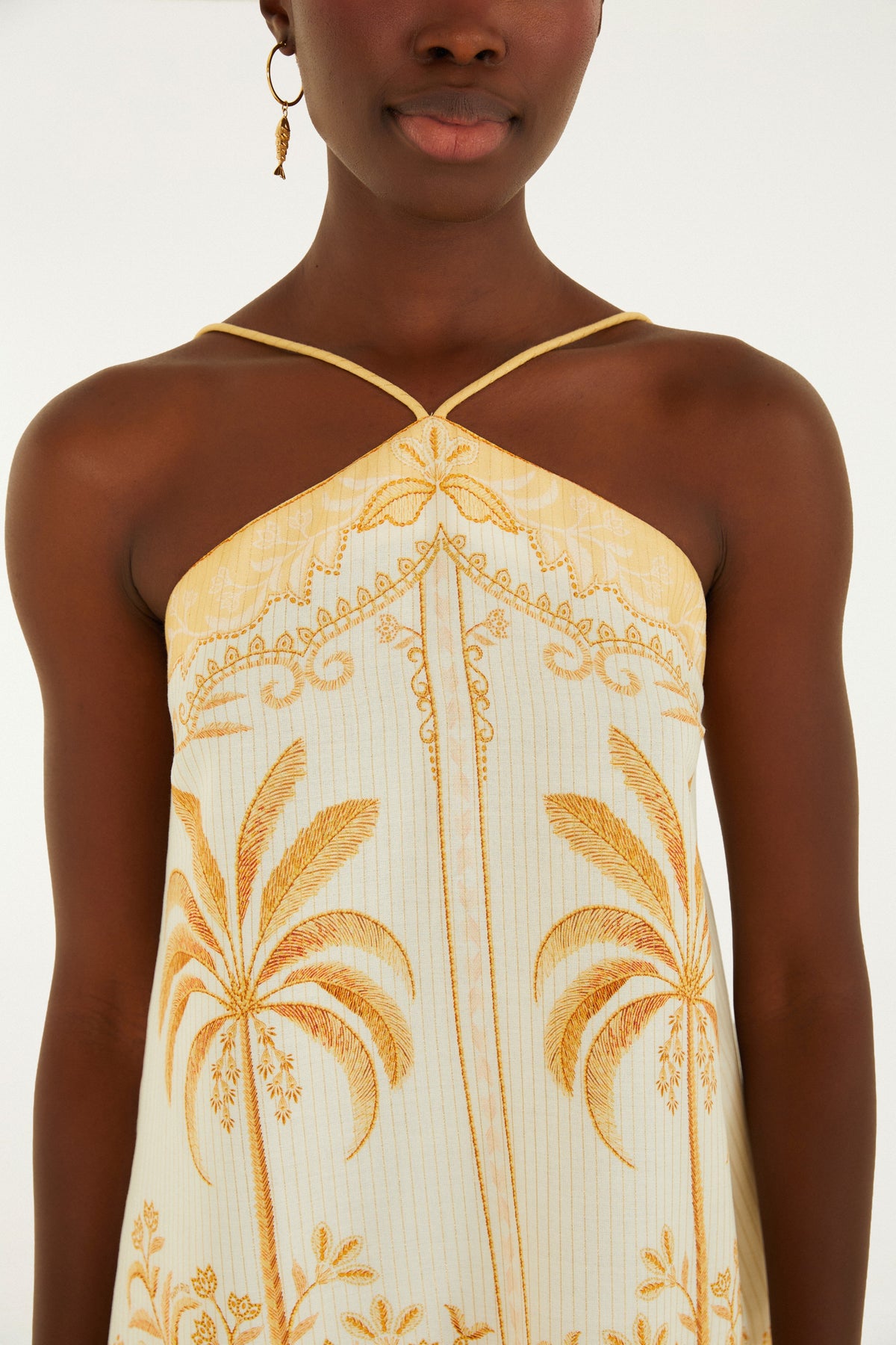 Vestido Midi Estampado Paisaje Tropical