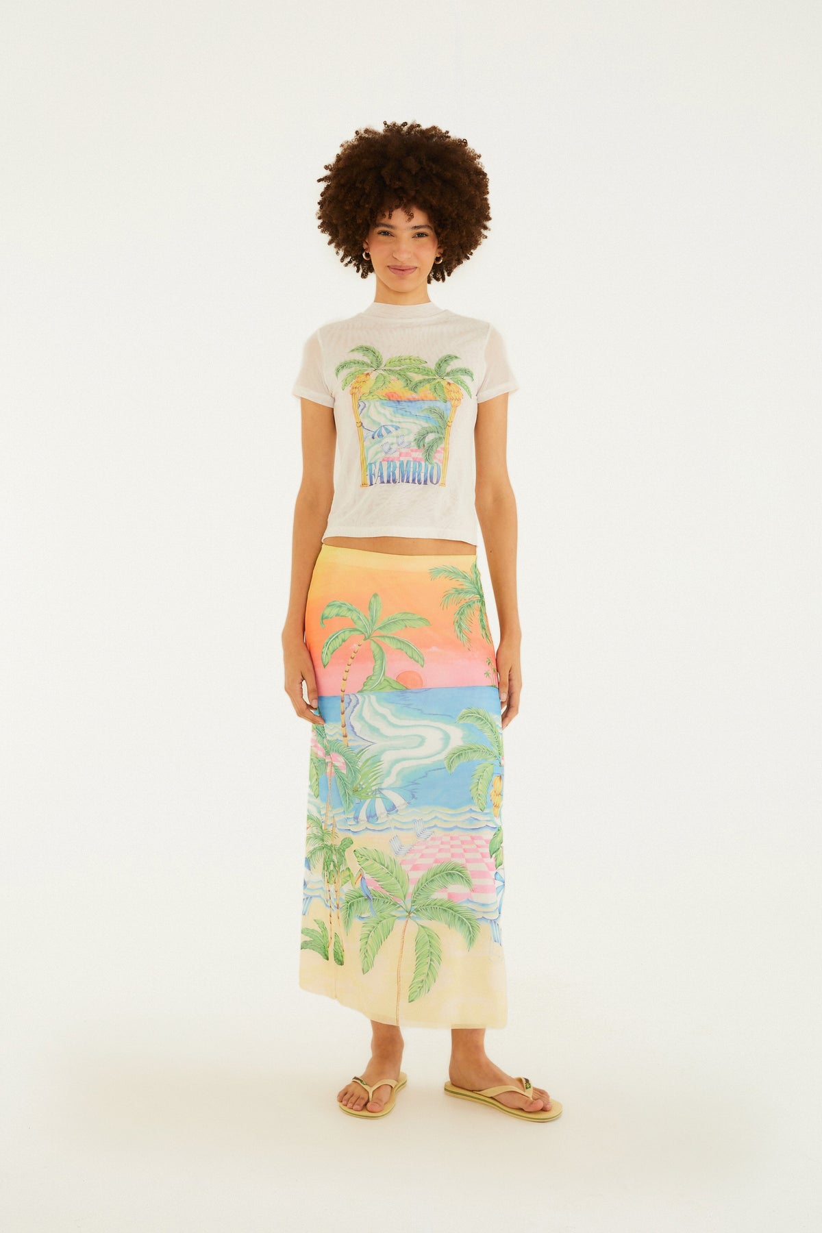 Top Tul Estampado paisaje solar