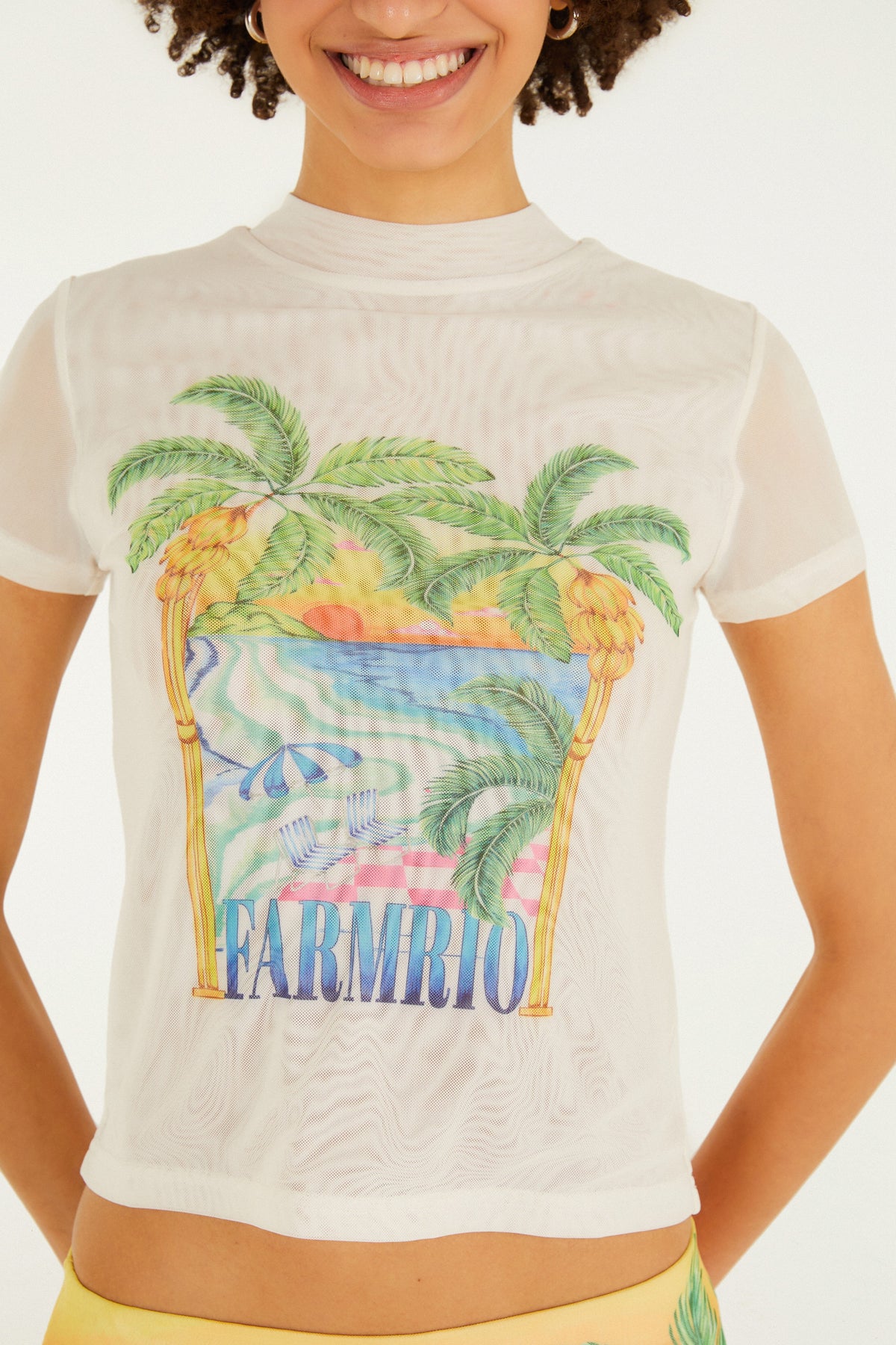 Top Tul Estampado paisaje solar