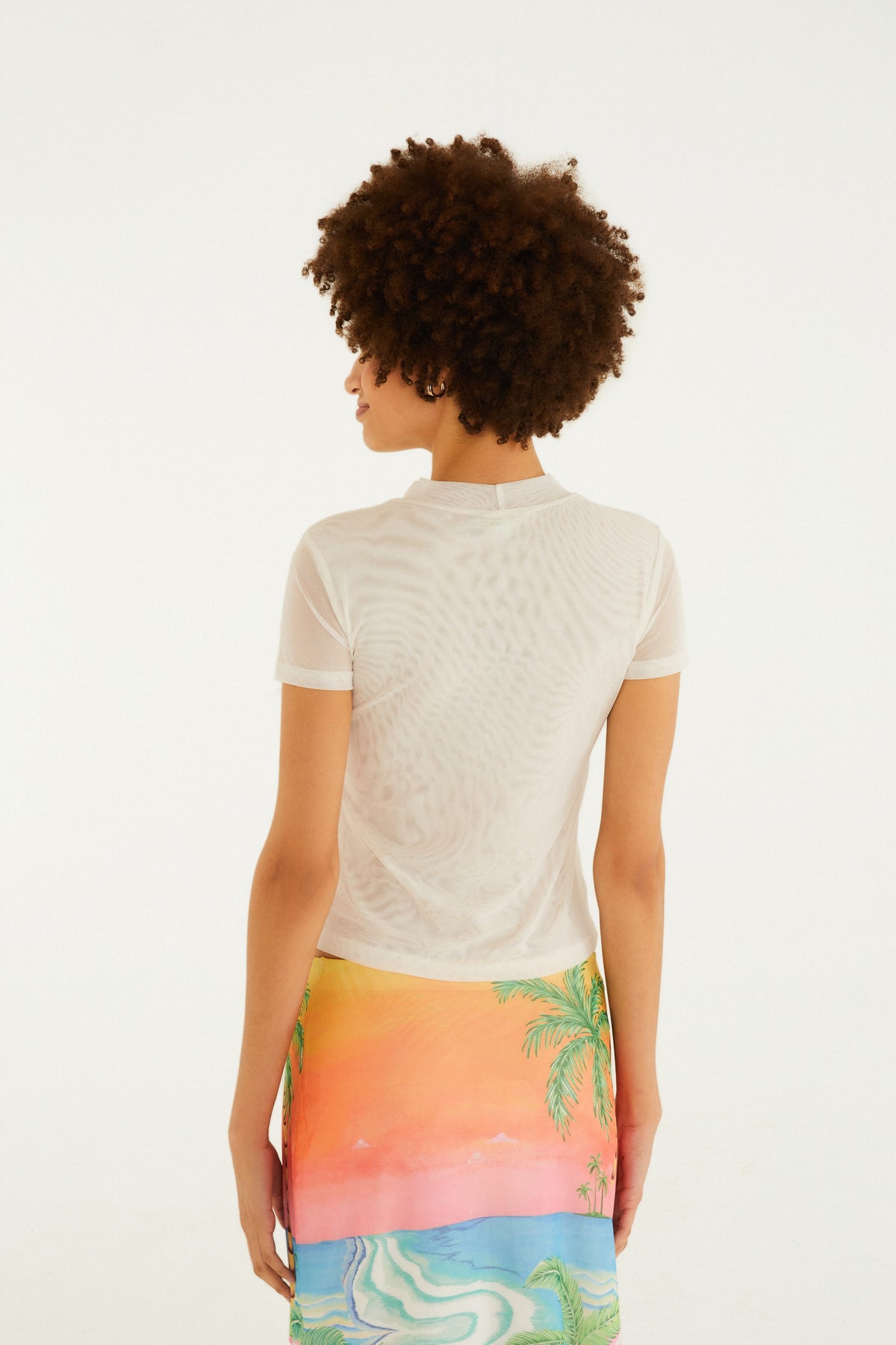 Top Tul Estampado paisaje solar