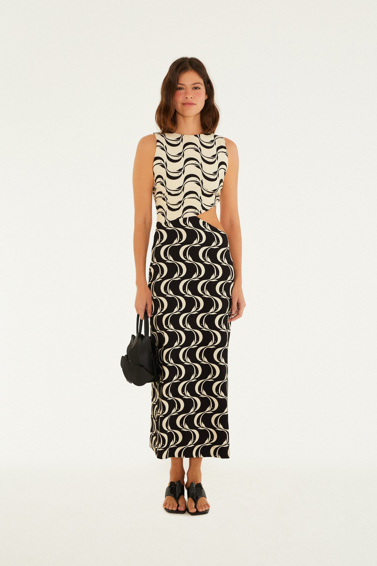 Vestido  aberturas y Estampado peces