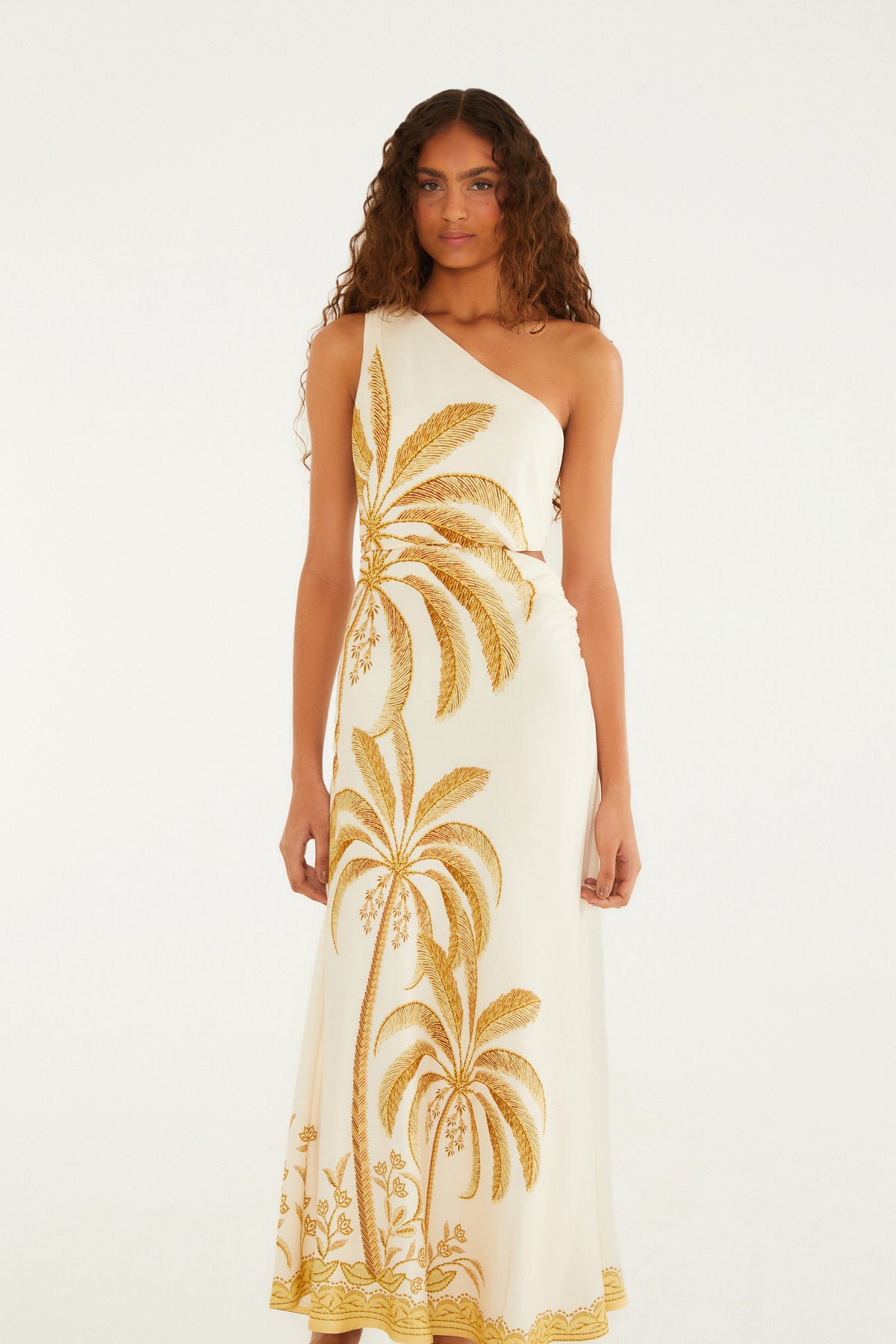 VESTIDO MAXI ONE SHOULDER PAISAJE TROPICAL