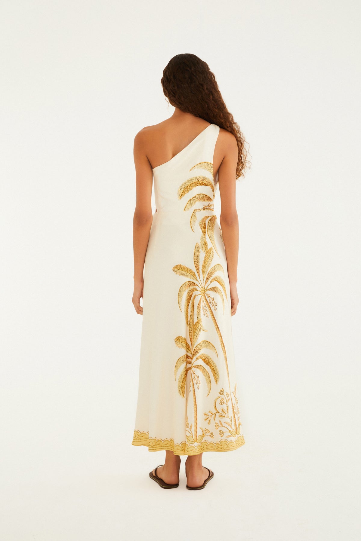 VESTIDO MAXI ONE SHOULDER PAISAJE TROPICAL