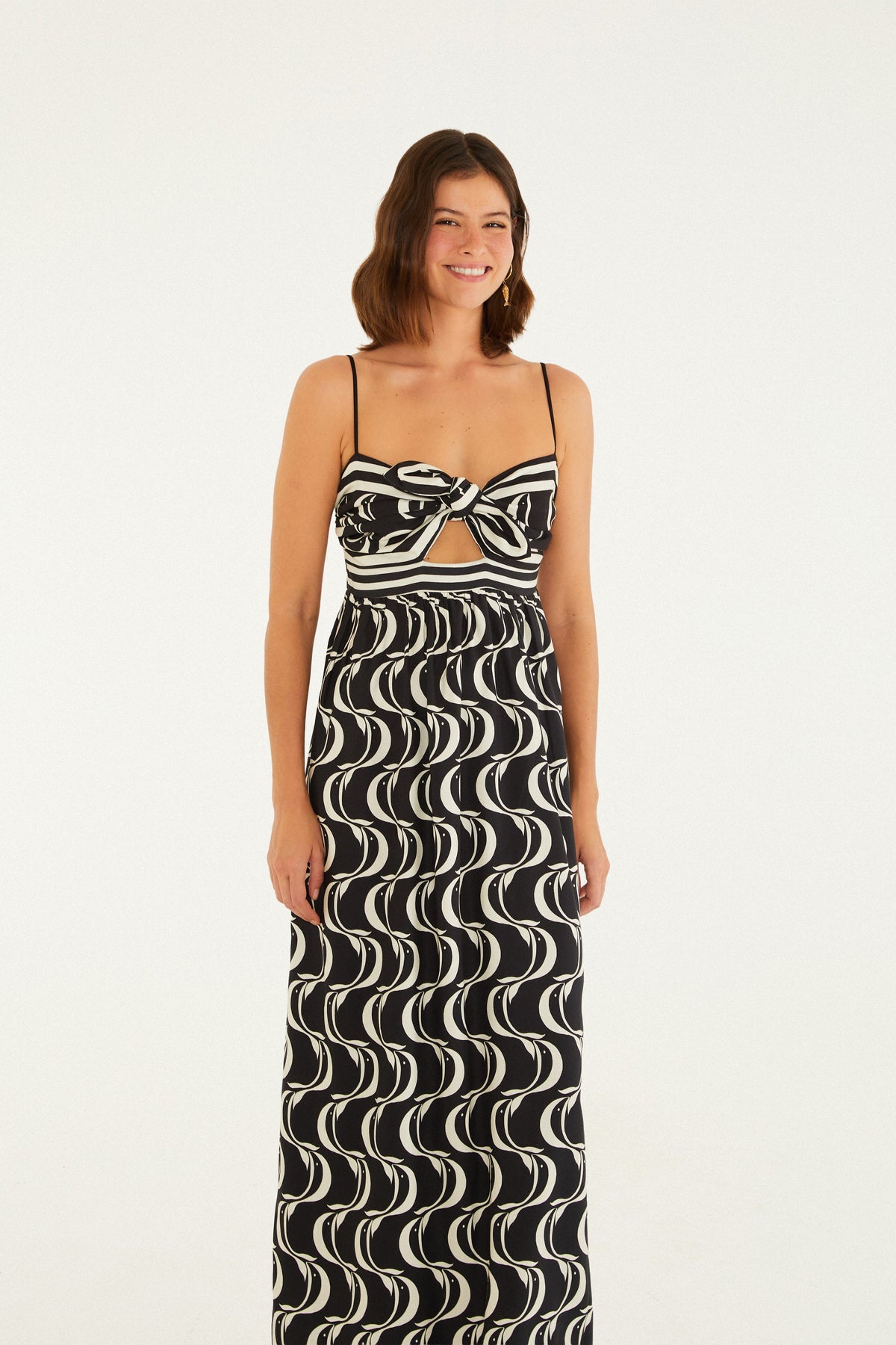 VESTIDO NUDO ESTAMPADO DE PECES