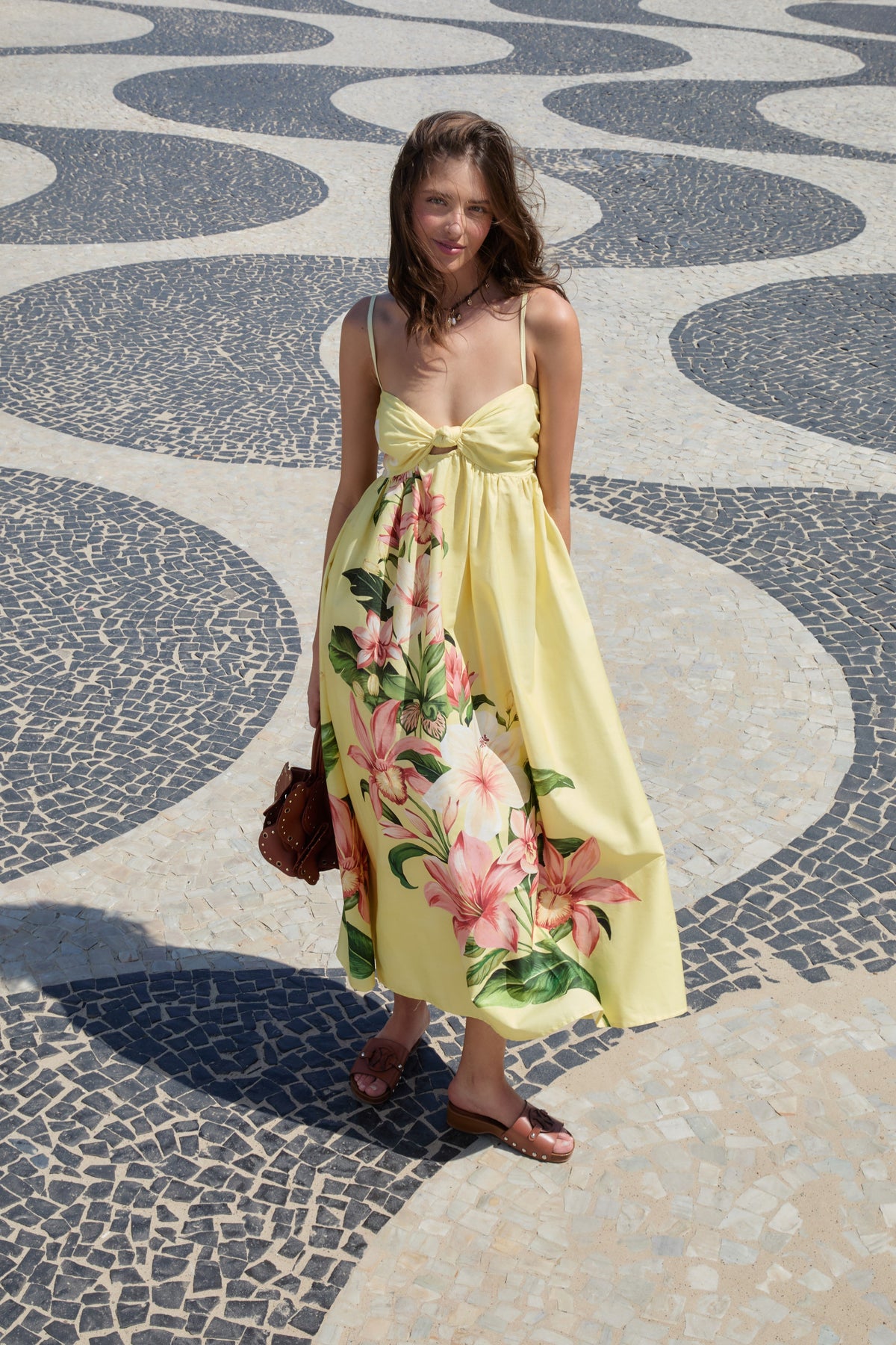 Vestido Largo Alcinhas Estampado Floribel