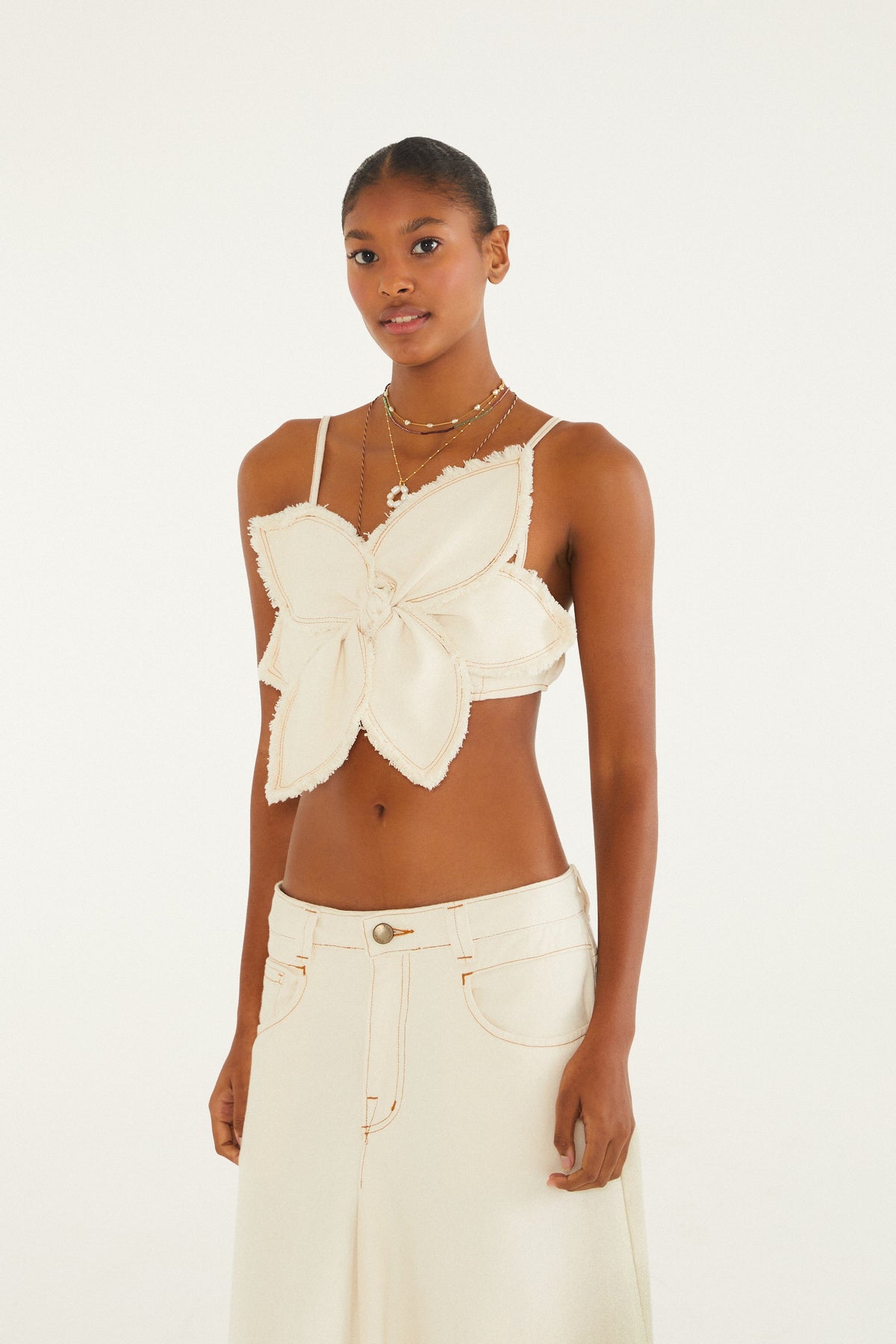 Top Flor de Jean Blanco