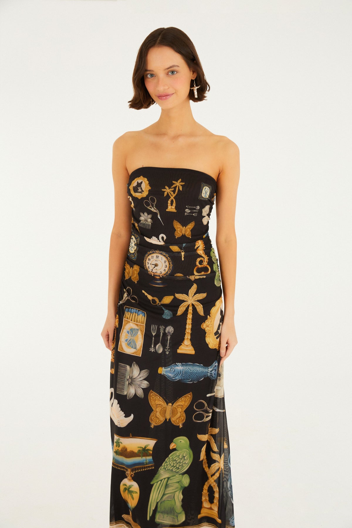 Vestido de Tul Estampado Bibelô