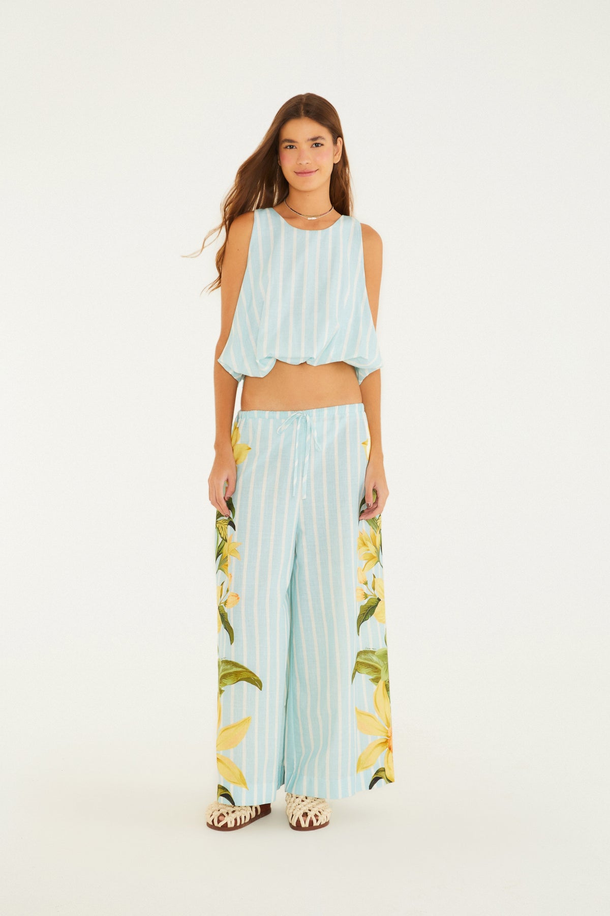 Blusa Balonê Listra Alexia Azul