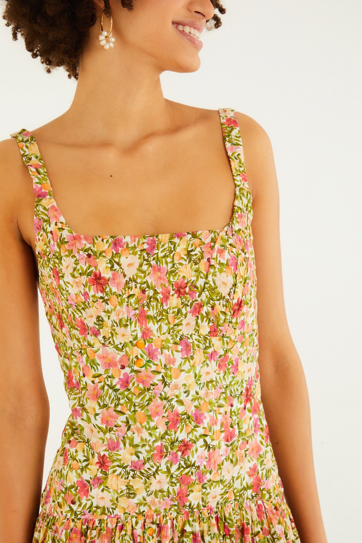 Vestido Cropped Estampado Flor De Fruta