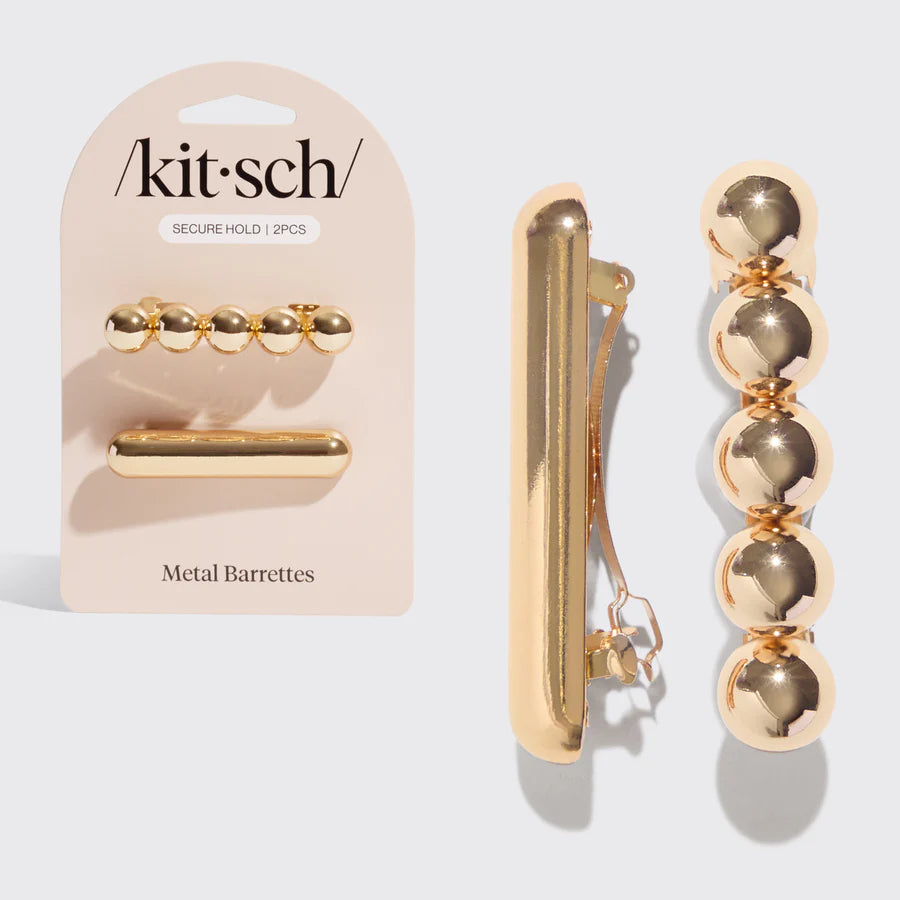 Metal Barrettes 2pc Set - Gold
