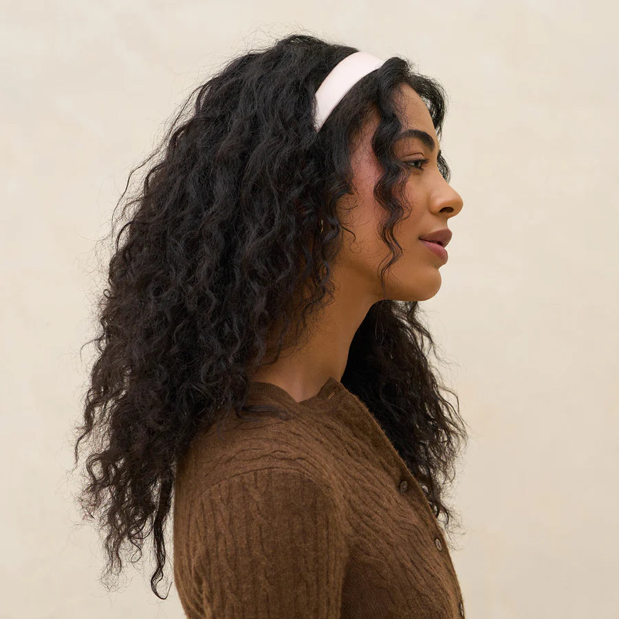 Recycled Fabric Satin & Velvet Headbands 2pc Set - Cream & Camel