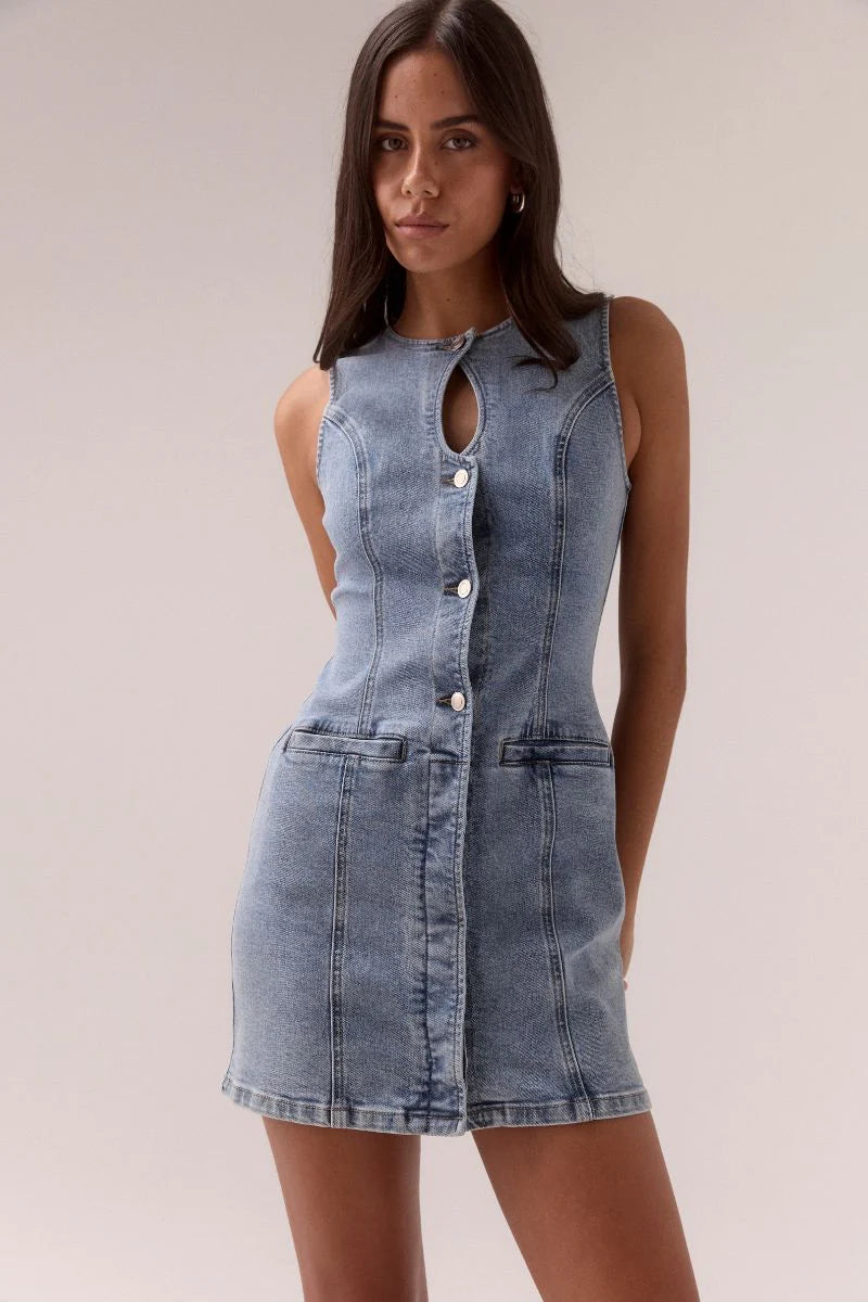 etch denim mini dress