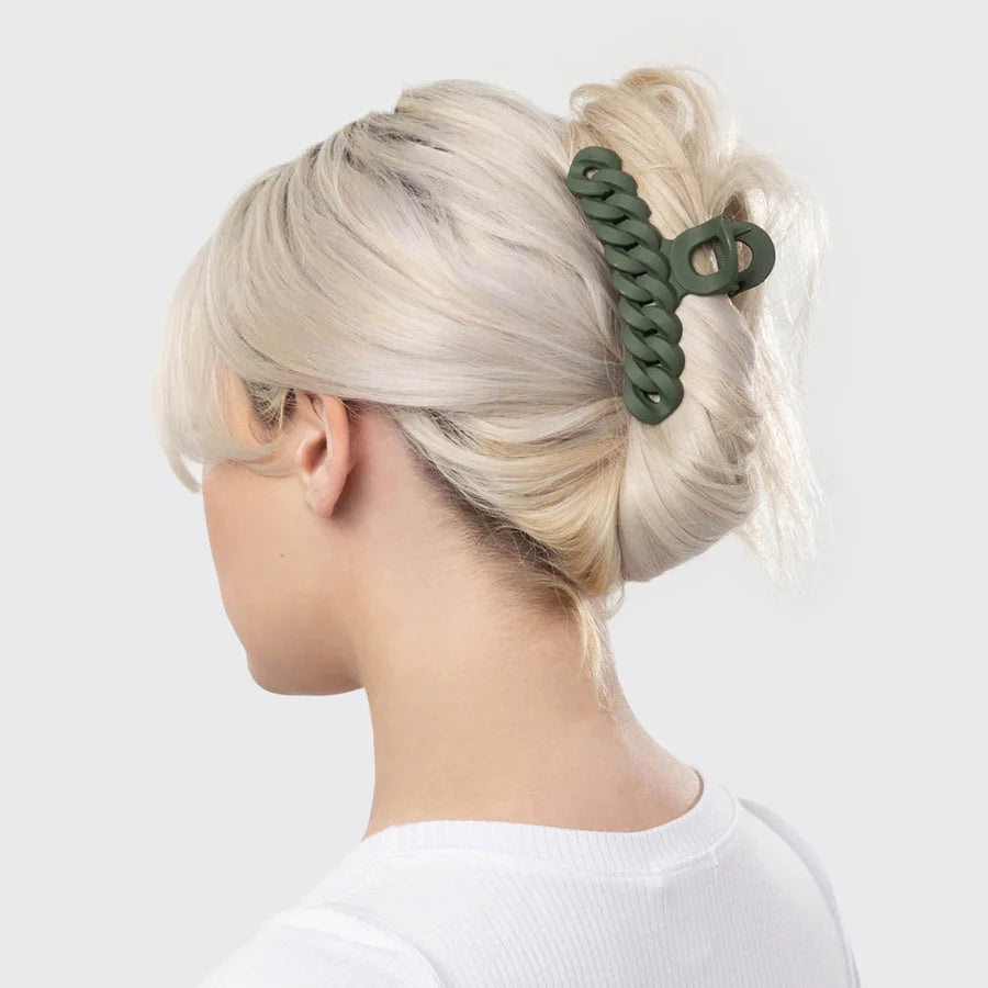 Recycled Plastic Chain Claw Clips 3pc Set - Black and Moss