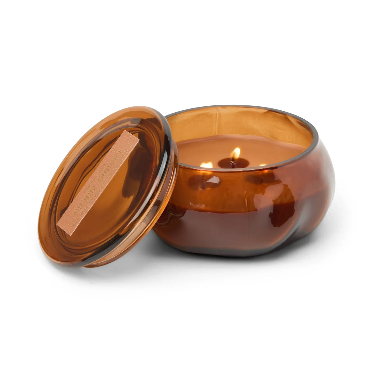 Basalt Amber 10 Oz Organic Shaped Tinted Glass with Lid