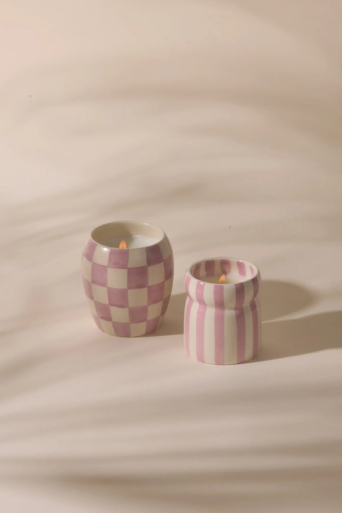 6.5 Oz Cabana Lavender Striped Hand Painted Ceramic with Dustcover - Grecian Sand