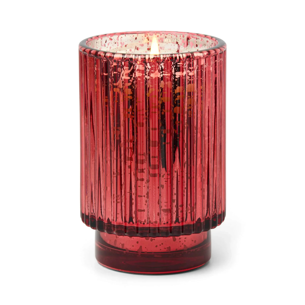 12 Oz Tall Ribbed Red Mercury Glass