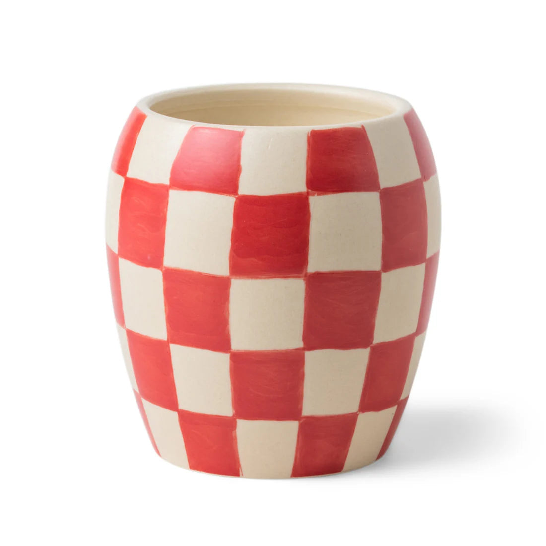 Checkmate 11 Oz Red Checkered Porcelain Vessel - Rose + Santal