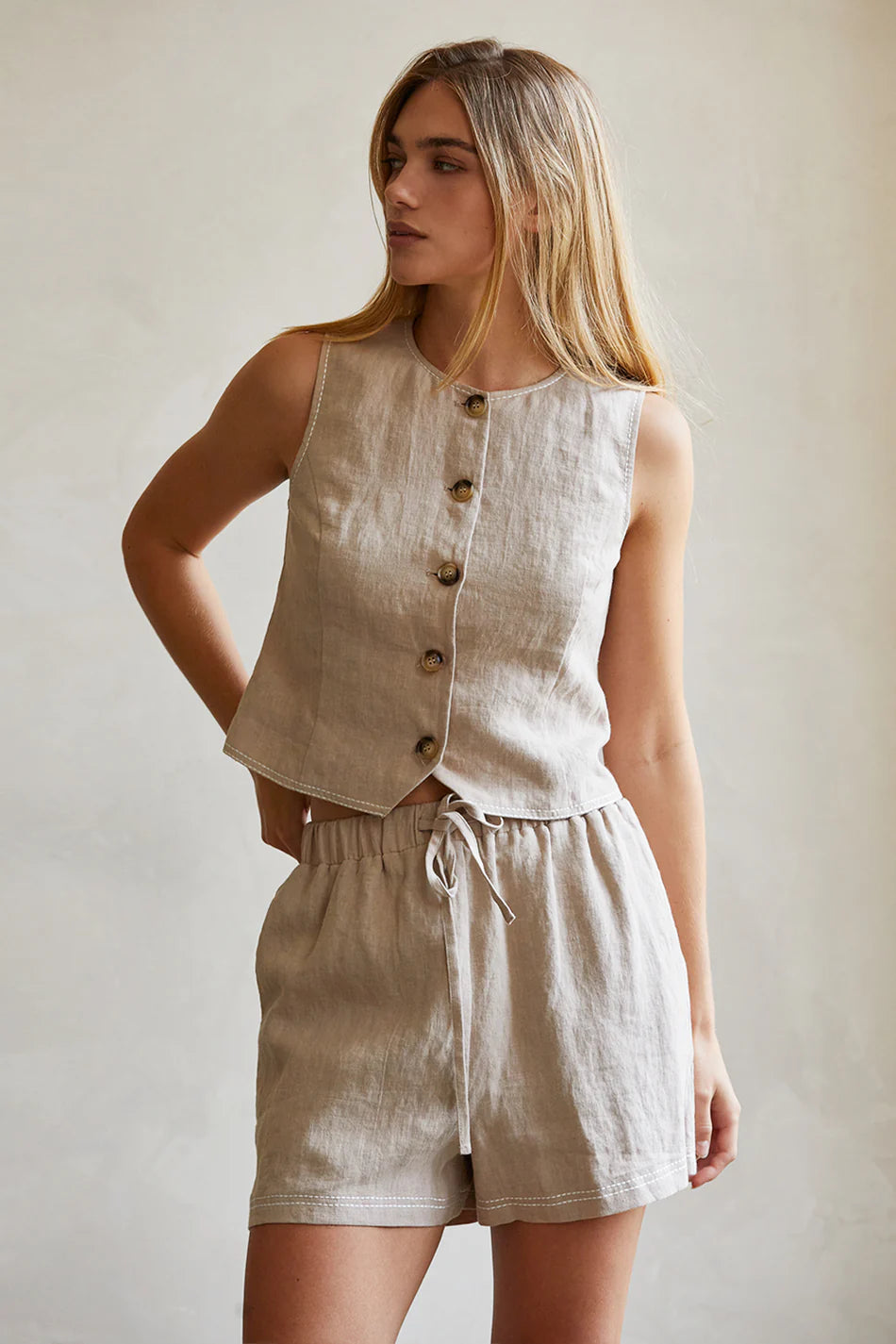 Donnie Contrast Linen Shorts