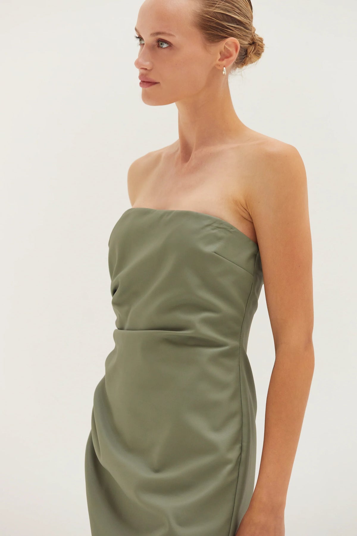 Reeve Vegan Leather Tube Midi Dress