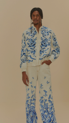 Calça Wide Sarja Voo de Porcelana