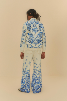 Calça Wide Sarja Voo de Porcelana