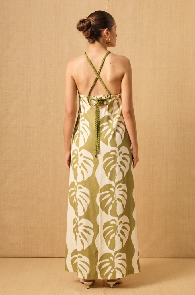 Midsummer Palm Strapless Dress