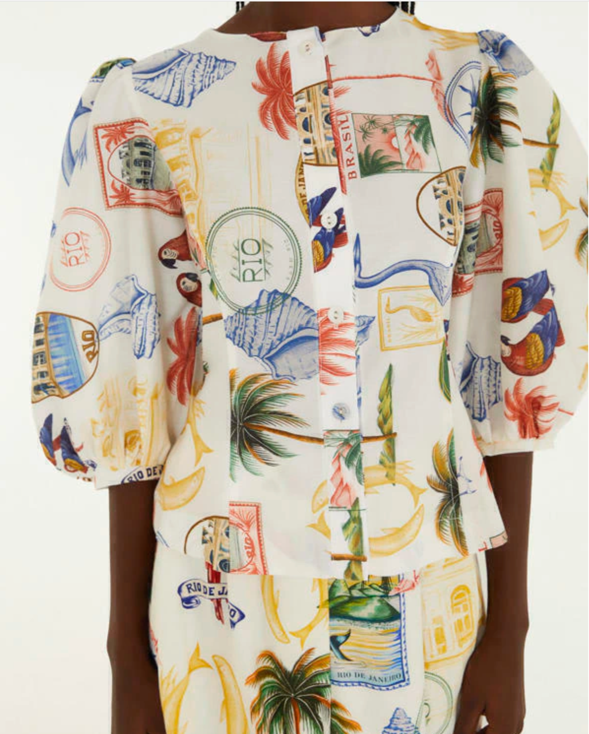 BLUSA BOTAO TROPICAL VINTAGE