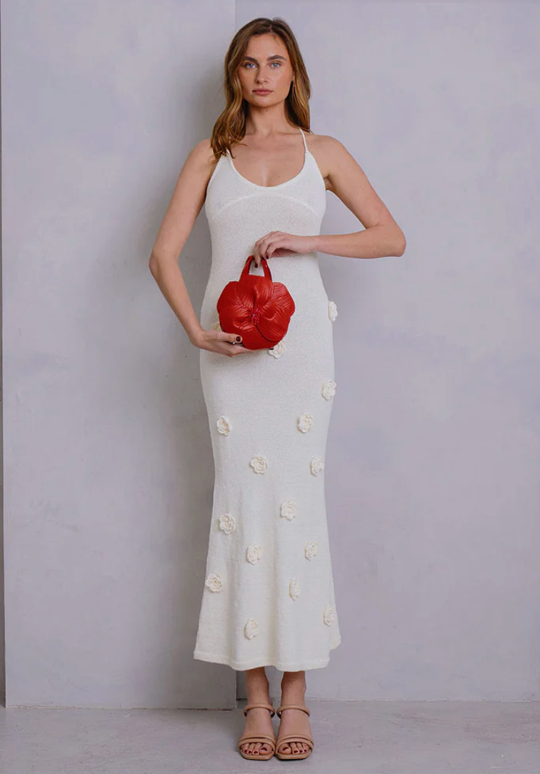 Monroe Silver Flower Top Handle Bag