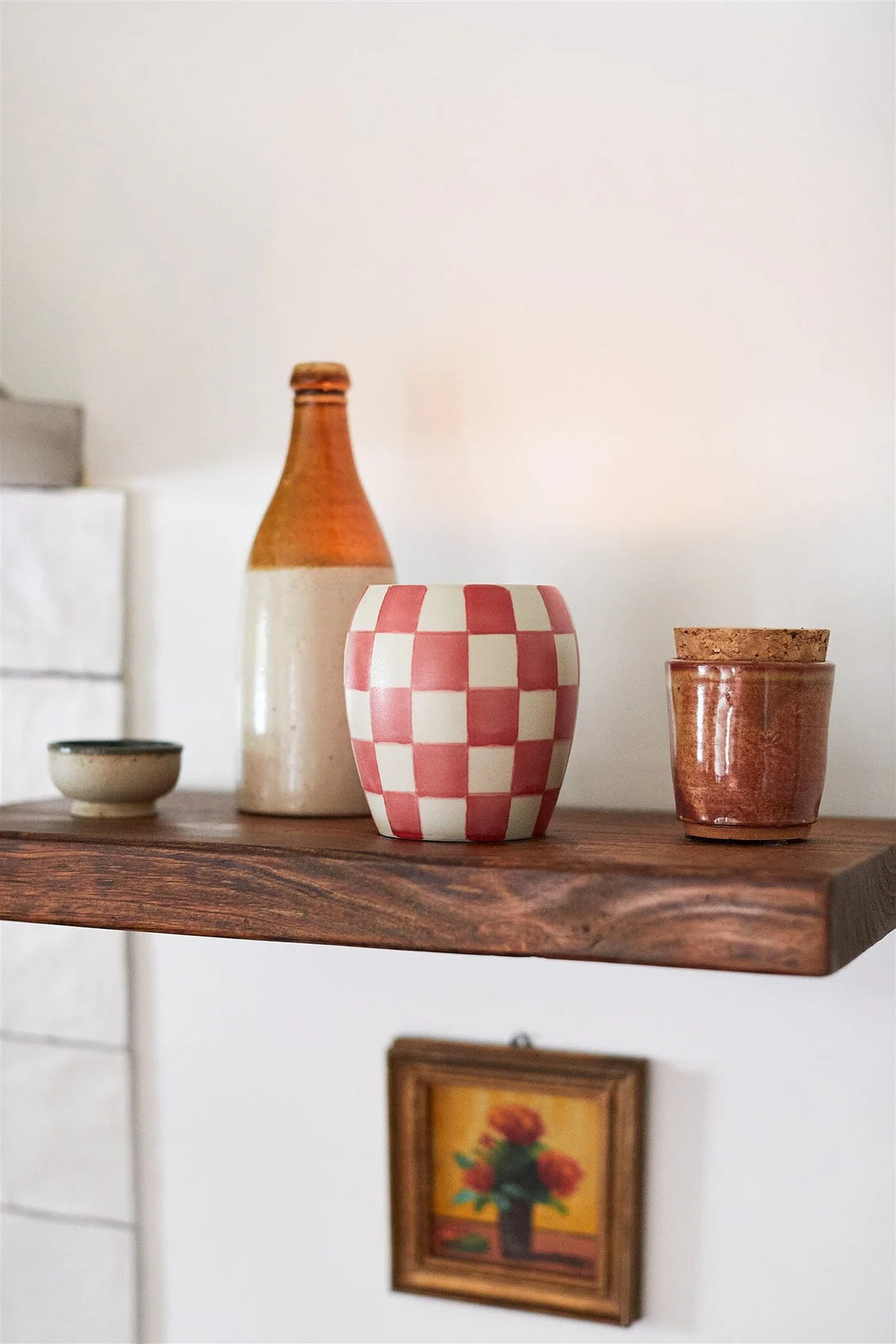 Checkmate 11 Oz Red Checkered Porcelain Vessel - Rose + Santal