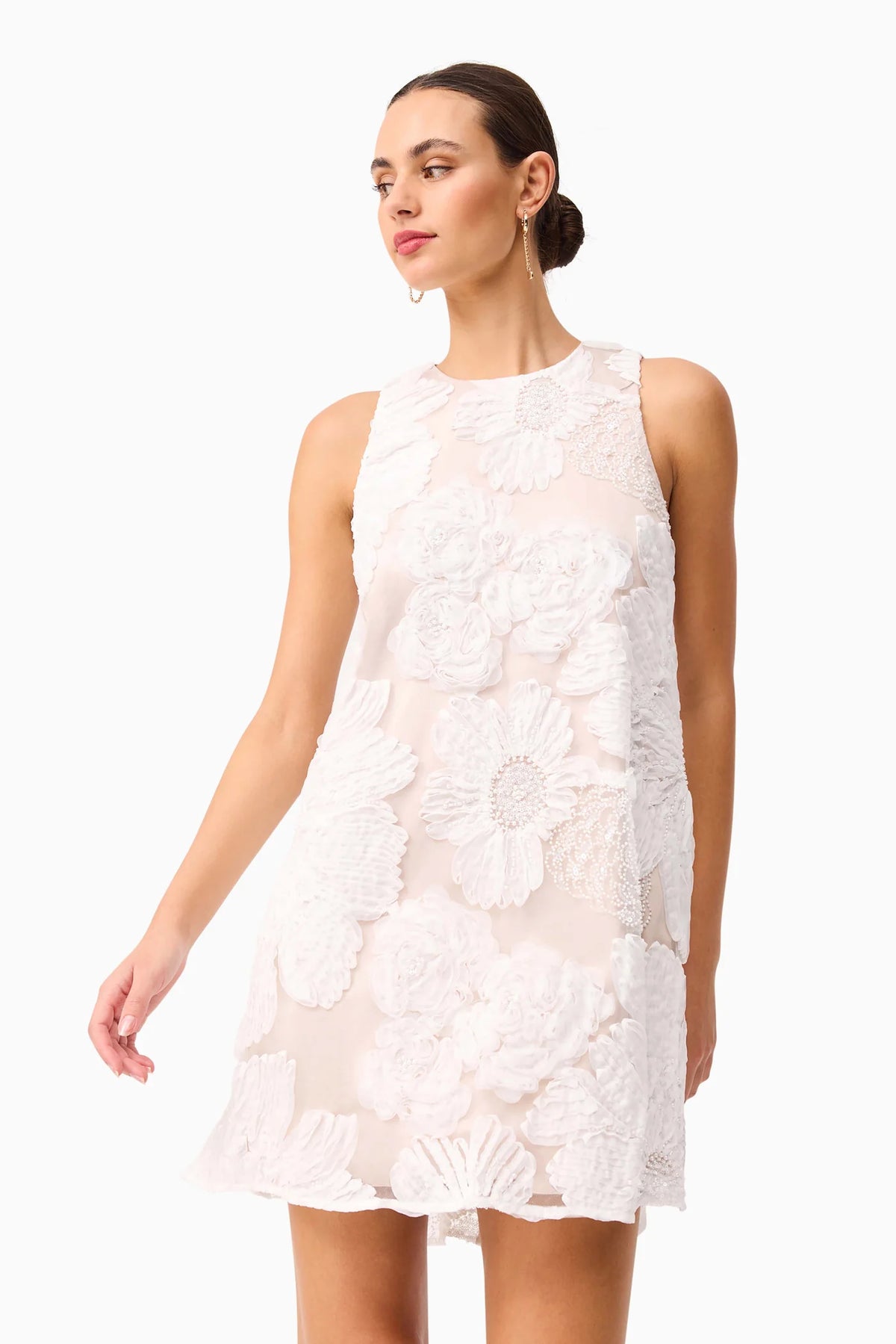 Roxana Shift Mini Dress in White