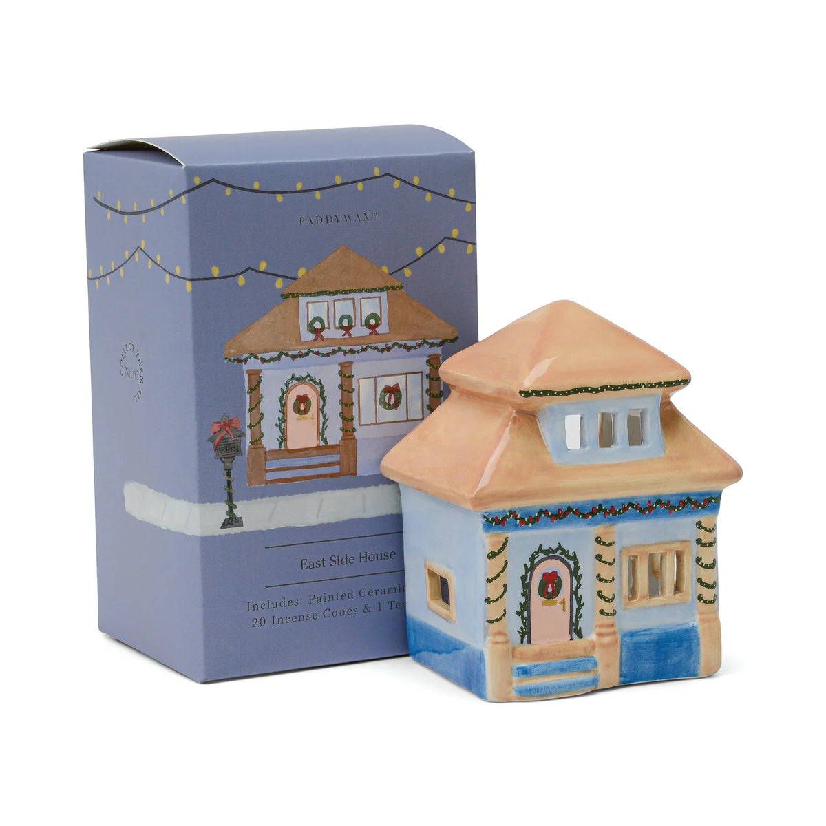 East Side House Style Incense &amp; Tea Light Holder Ceramic House