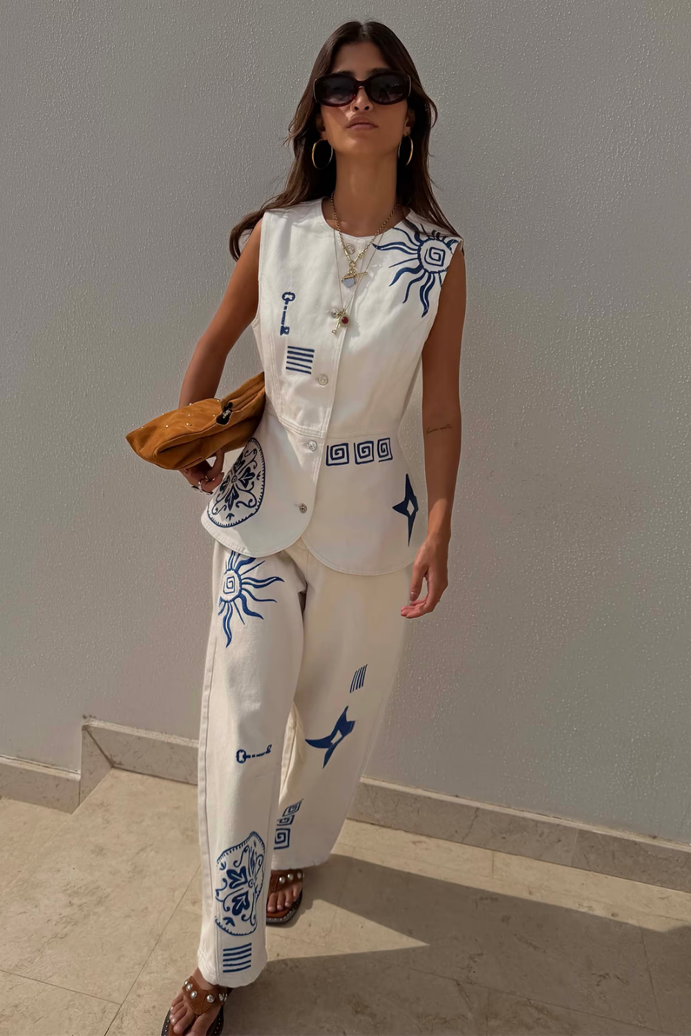 DOLCE VITA EMBROIDERED DENIM WAISTCOAT