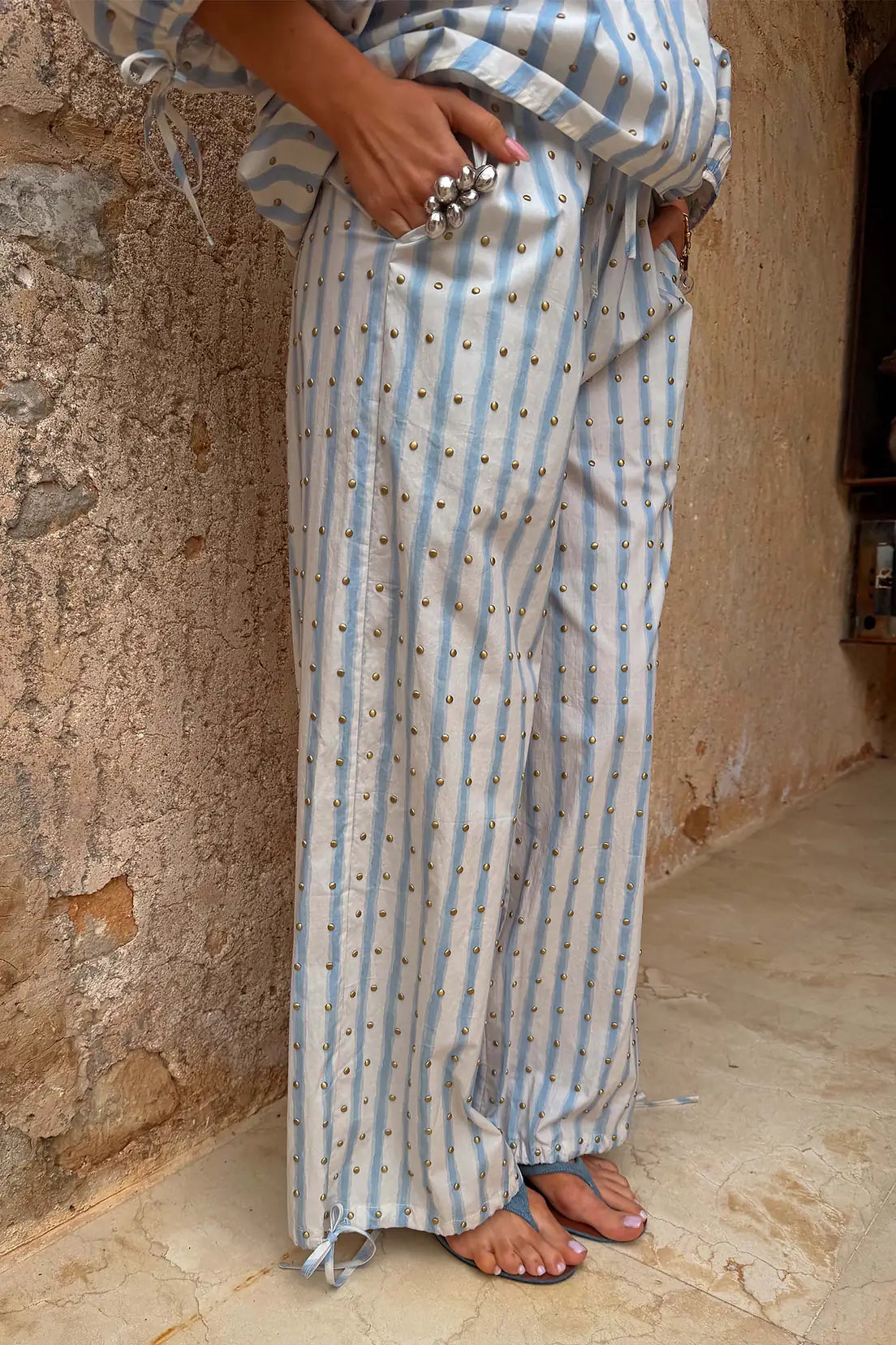 BLUE STRIPE BALLOON TROUSER