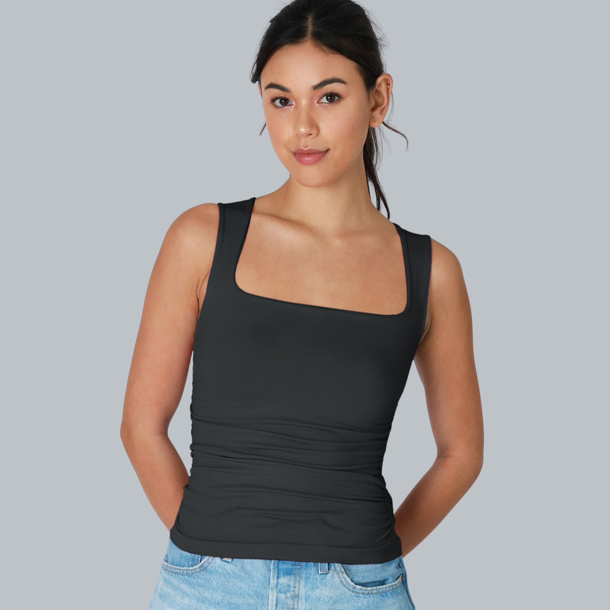 CLEAN LINE SQUARE SHIRRED TOP