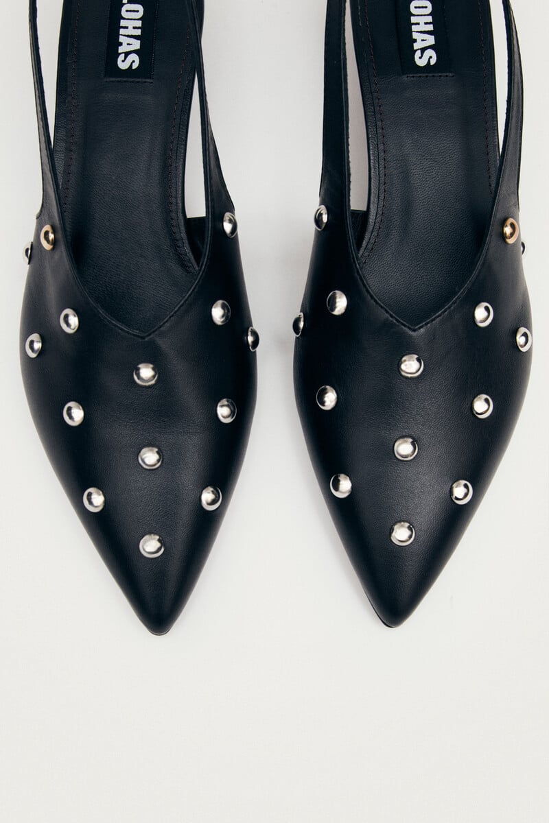 Eros Studs Black Leather Pumps