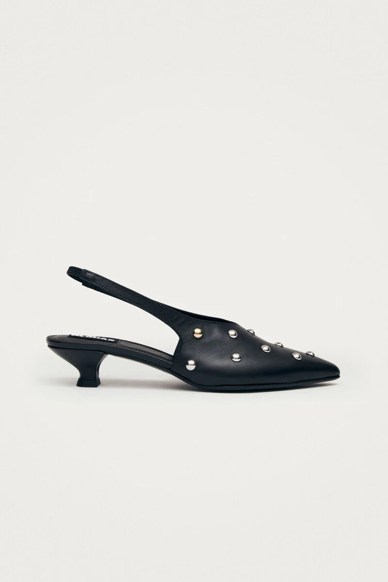 Eros Studs Black Leather Pumps